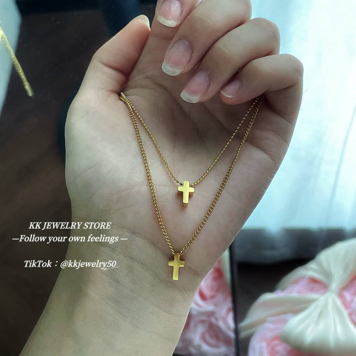 Double cross necklace