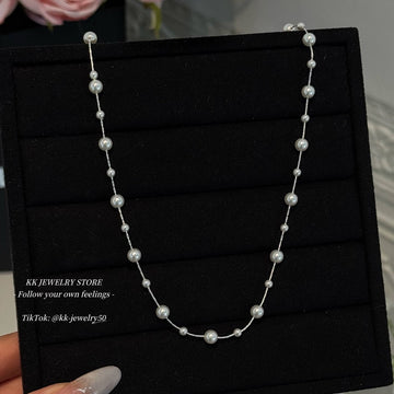 S925 Sterling Silver Gypsy White Pearl Necklace