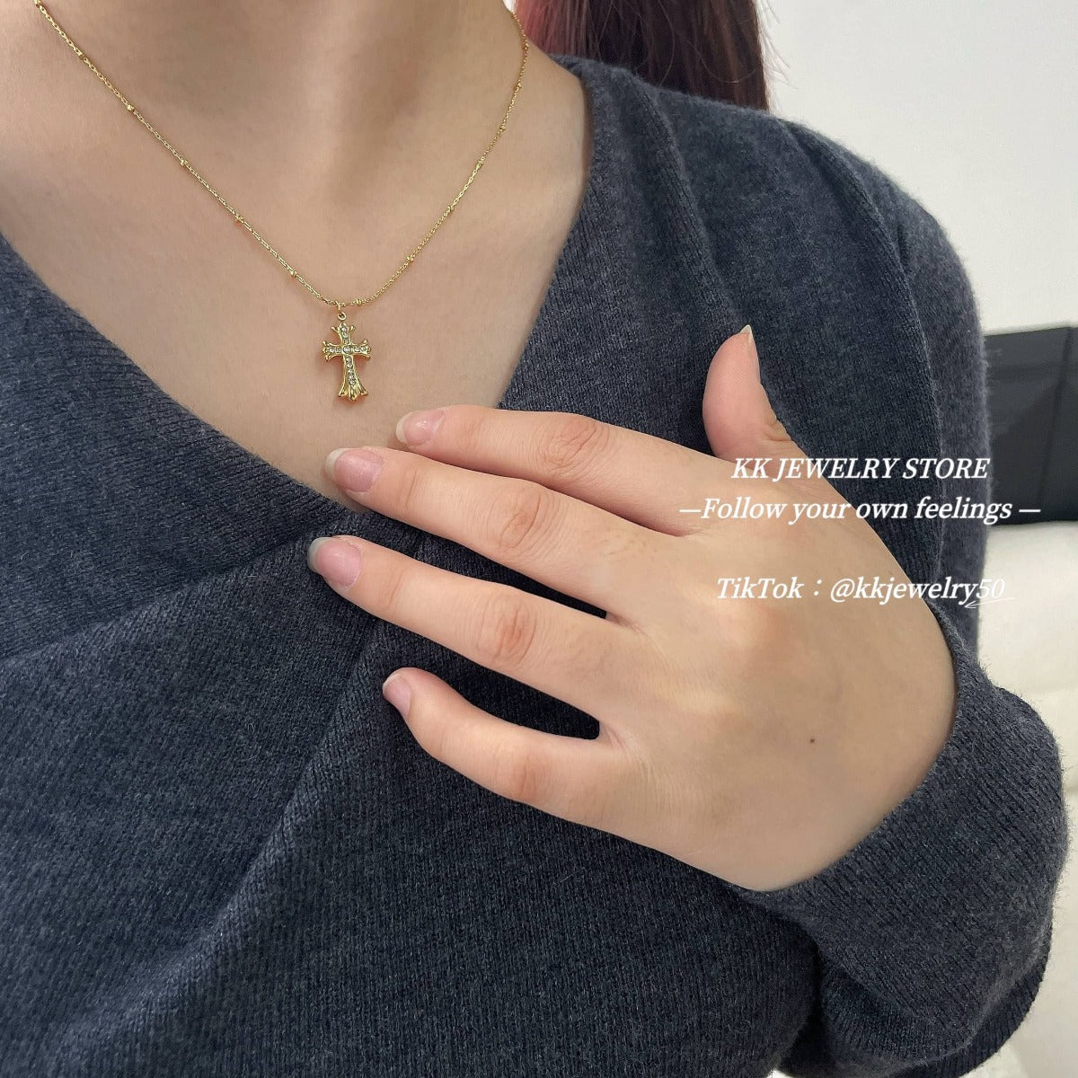 Golden cross necklace