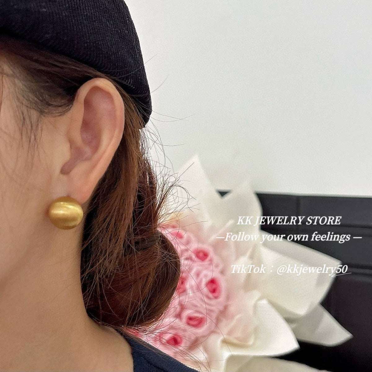 S925 silver needle round brushed metal stud earrings