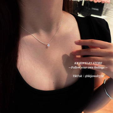 S925 Sterling Silver Love Shaped Zircon Necklace