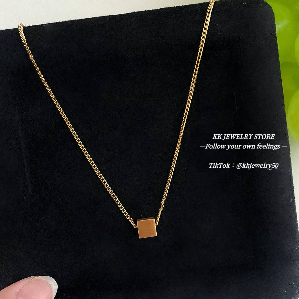 Minimalist Square Brass Brushed Necklace Earrings