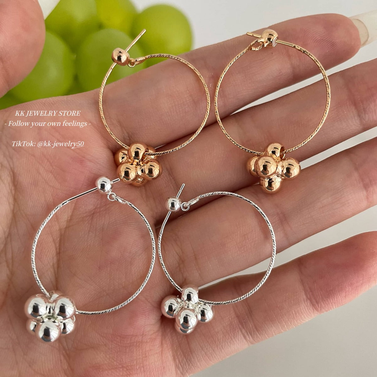 Gold and silver ball earrings earrings