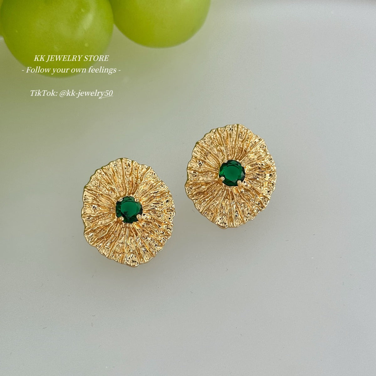 Brass medieval high texture texture stud earrings