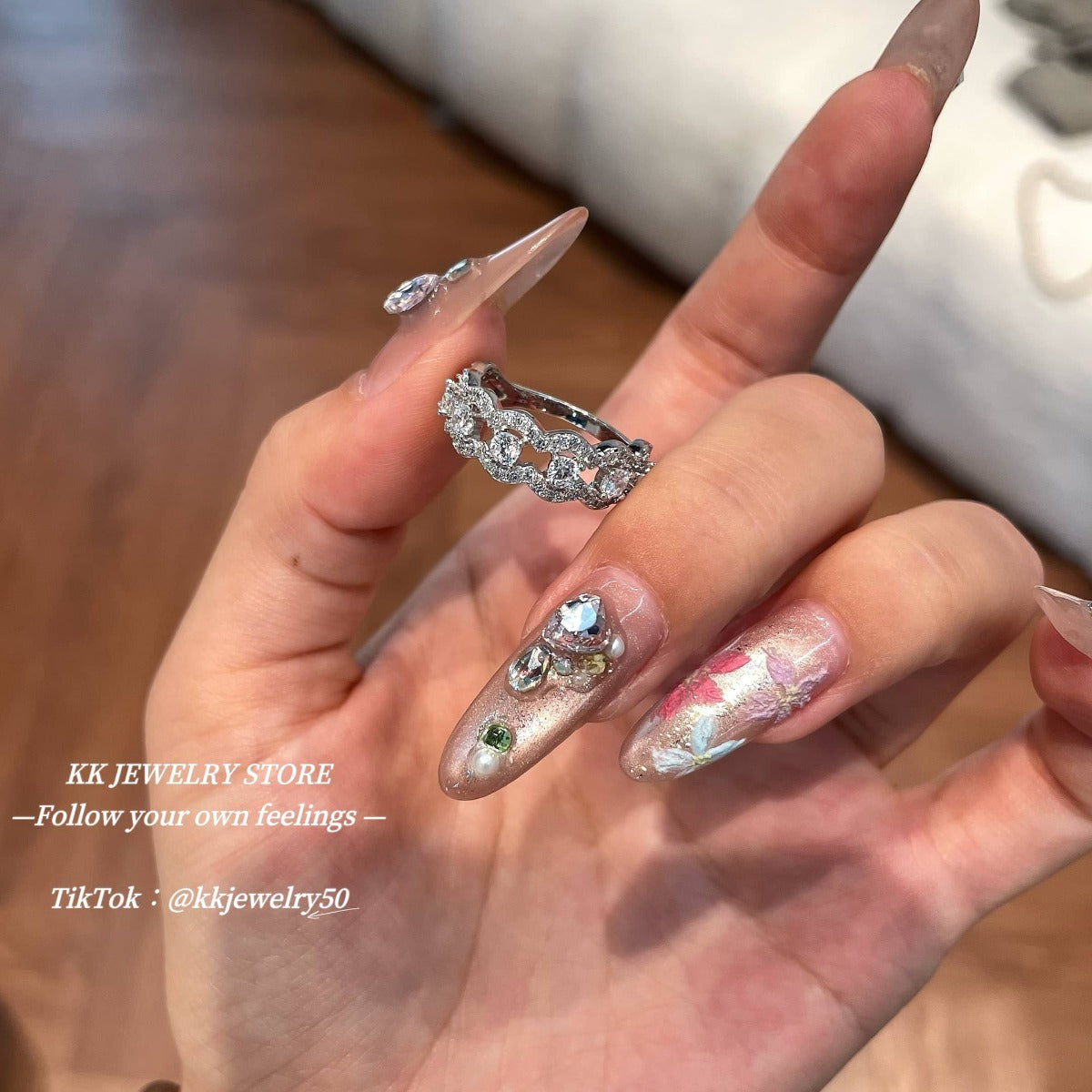 Special flash!! S925 silver new double-layer lace ring