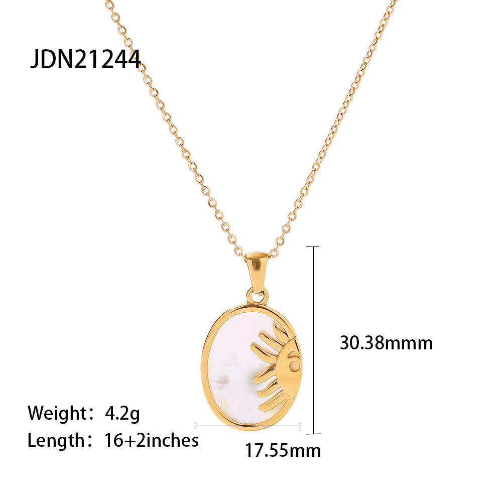 Coin round brand sweater chain necklace