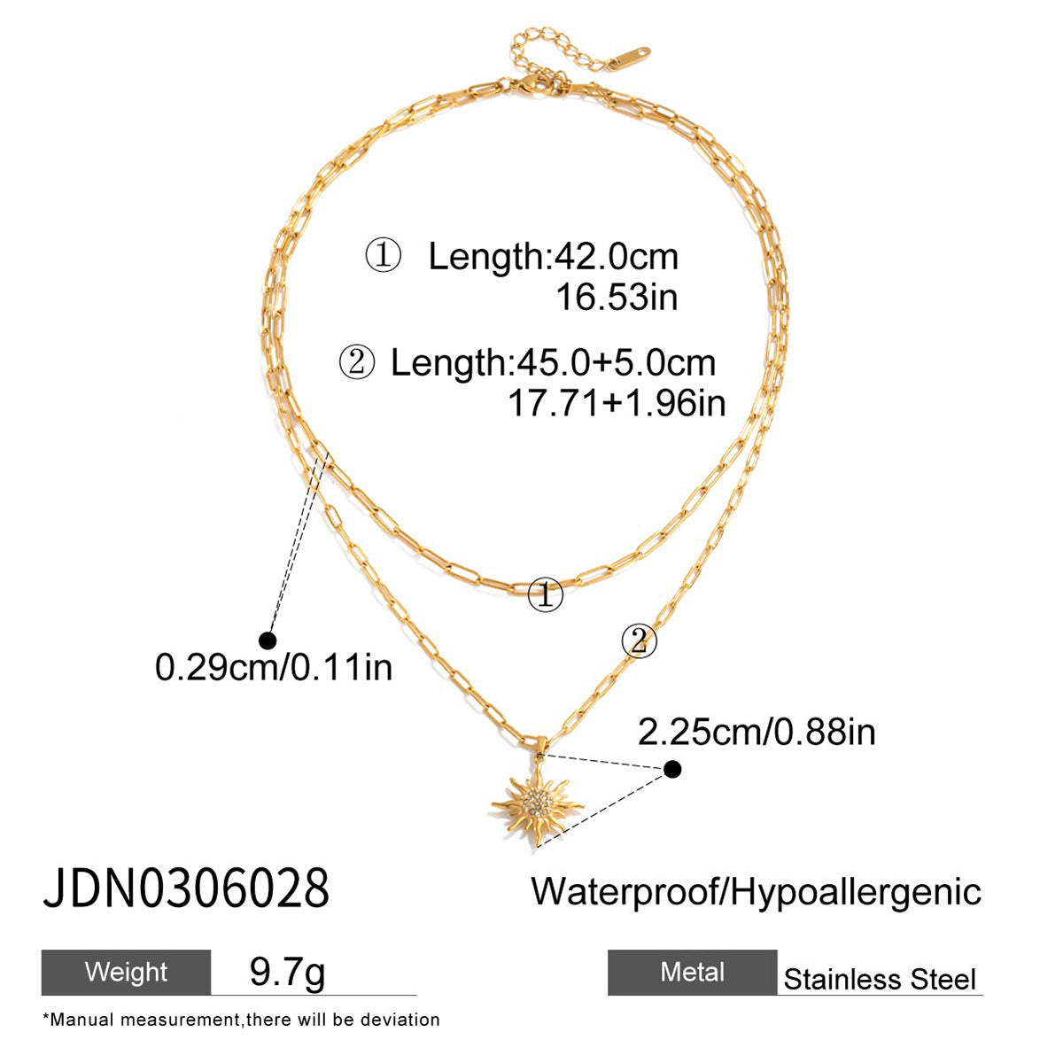 Titanium steel sun necklace ring earrings