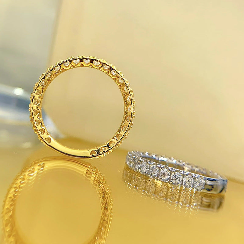 925 Silver Hollow Heart High Carbon Diamond Ring