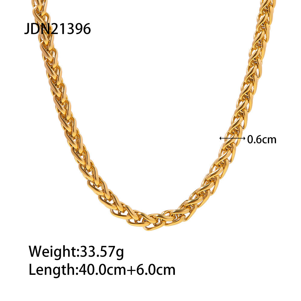 Stainless steel twist plain chain bracelet necklace