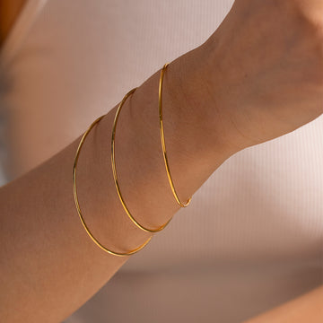 Titanium steel gold plain ring bracelet
