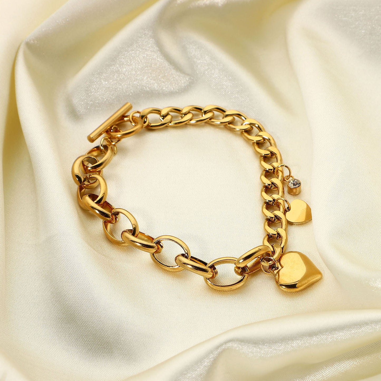 Cuban chain double spell love pendant OT buckle bracelet