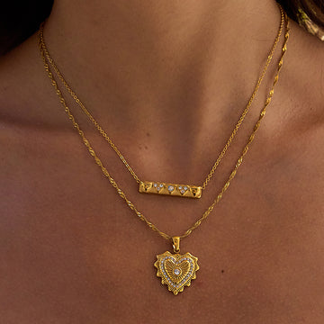 Titanium steel love stacked necklace
