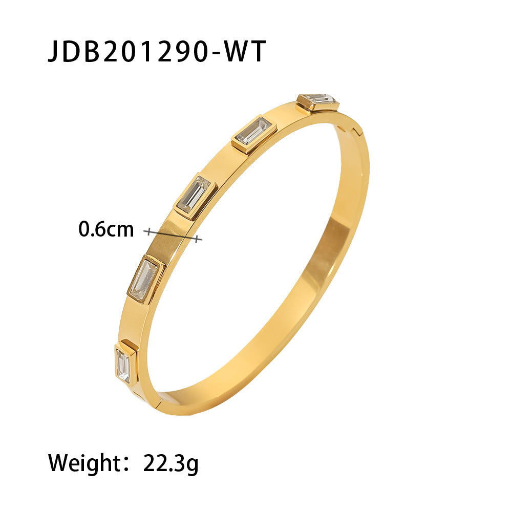 Stainless steel zircon bracelet open bracelet does not fade