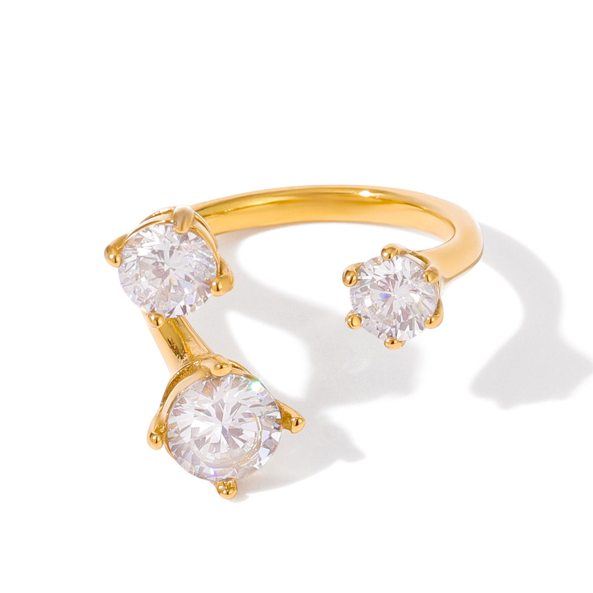 Titanium steel zircon open ring