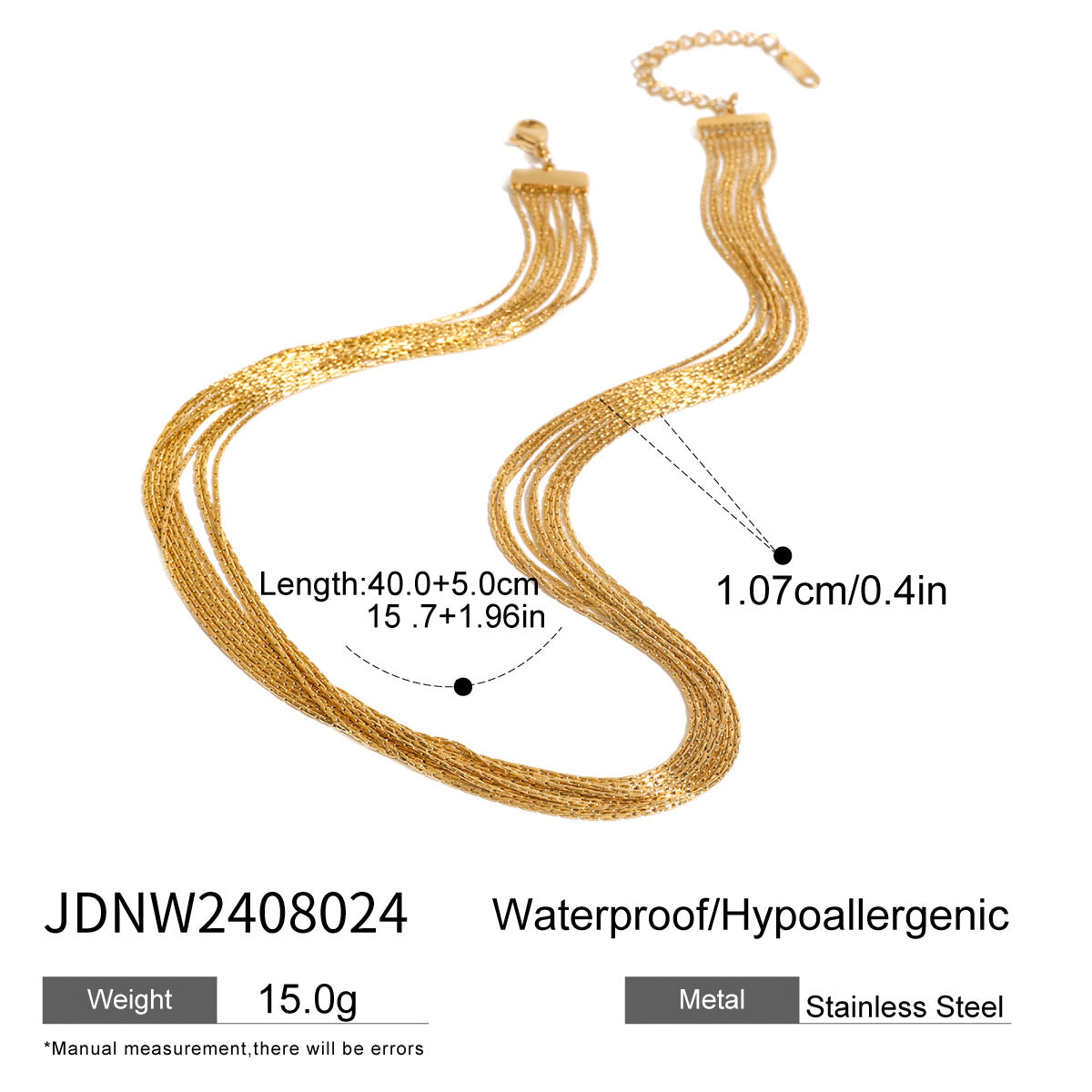 Stainless steel multi-layer tassel stacked bracelet