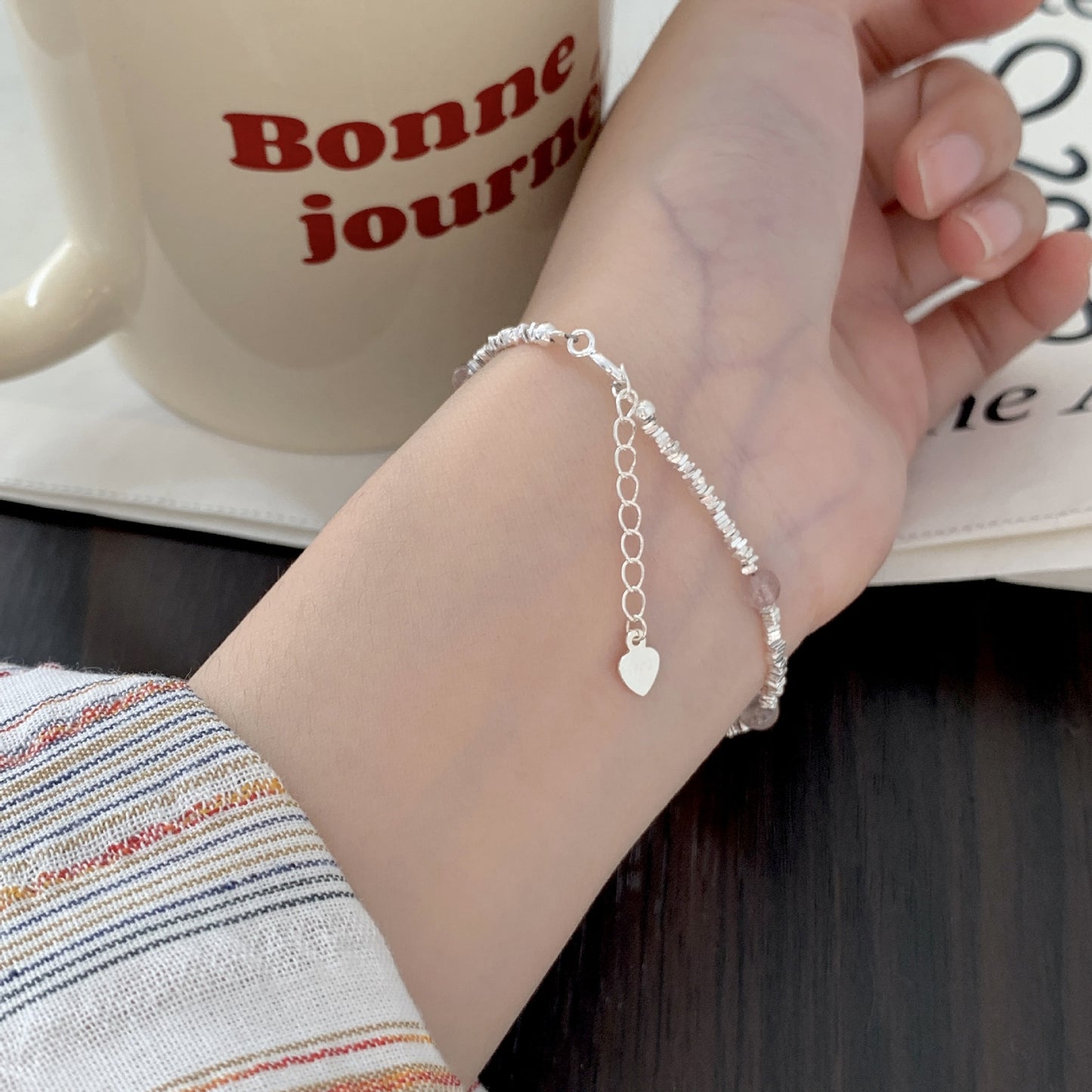 S925 Sterling Silver Crushed Silver Bow Bracelet