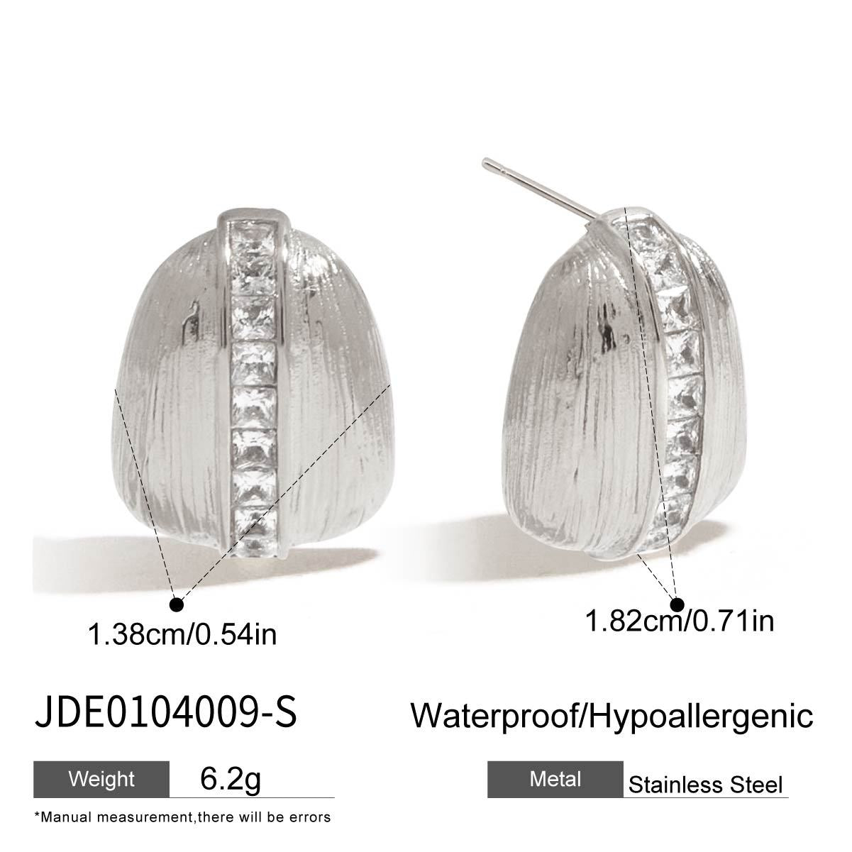 Stainless steel zircon stud earrings