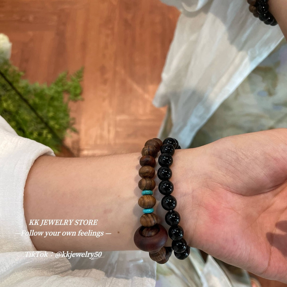 Natural green sandalwood rosewood turquoise septum abacus bead bracelet
