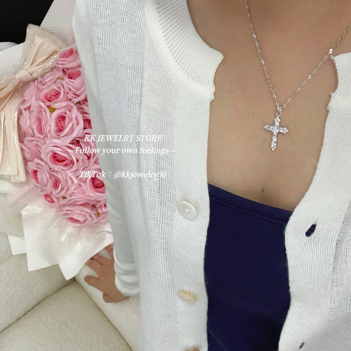 S925 Sterling Silver Love Cross Necklace