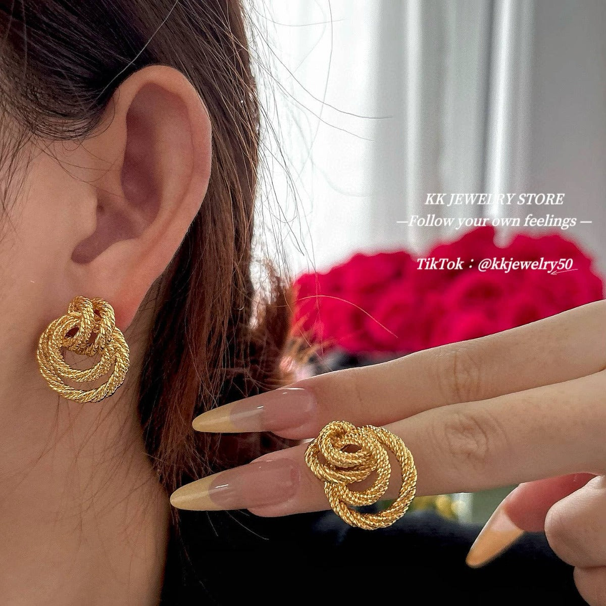 Brass 925 Silver Needle Braided Wrap Earrings