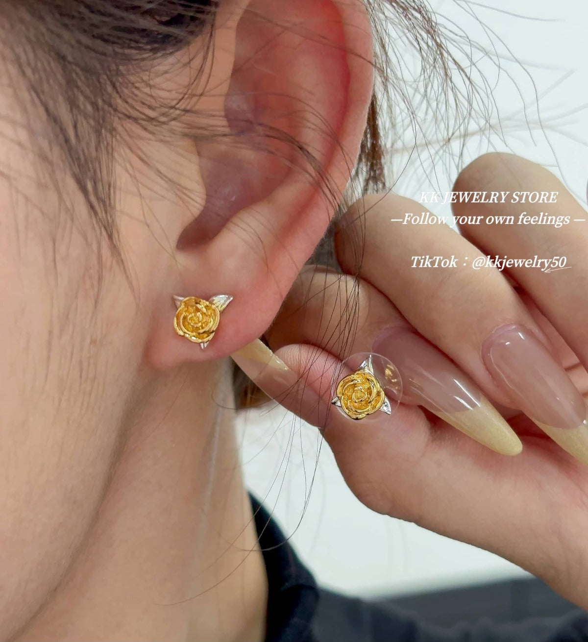 S925 silver needle small rose stud earrings