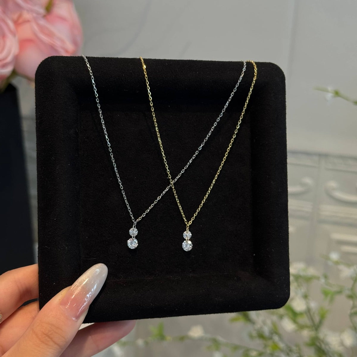 S925 Sterling Silver Oval Water Drop Pendant Necklace