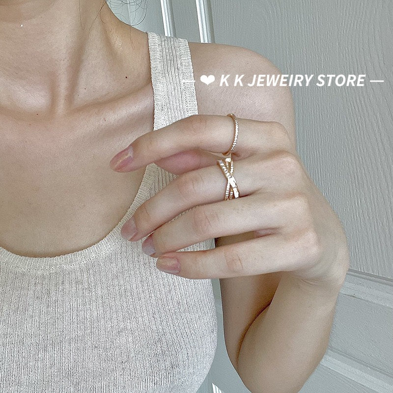 Cross Rose Gold Open Ring – KK Jewelry store