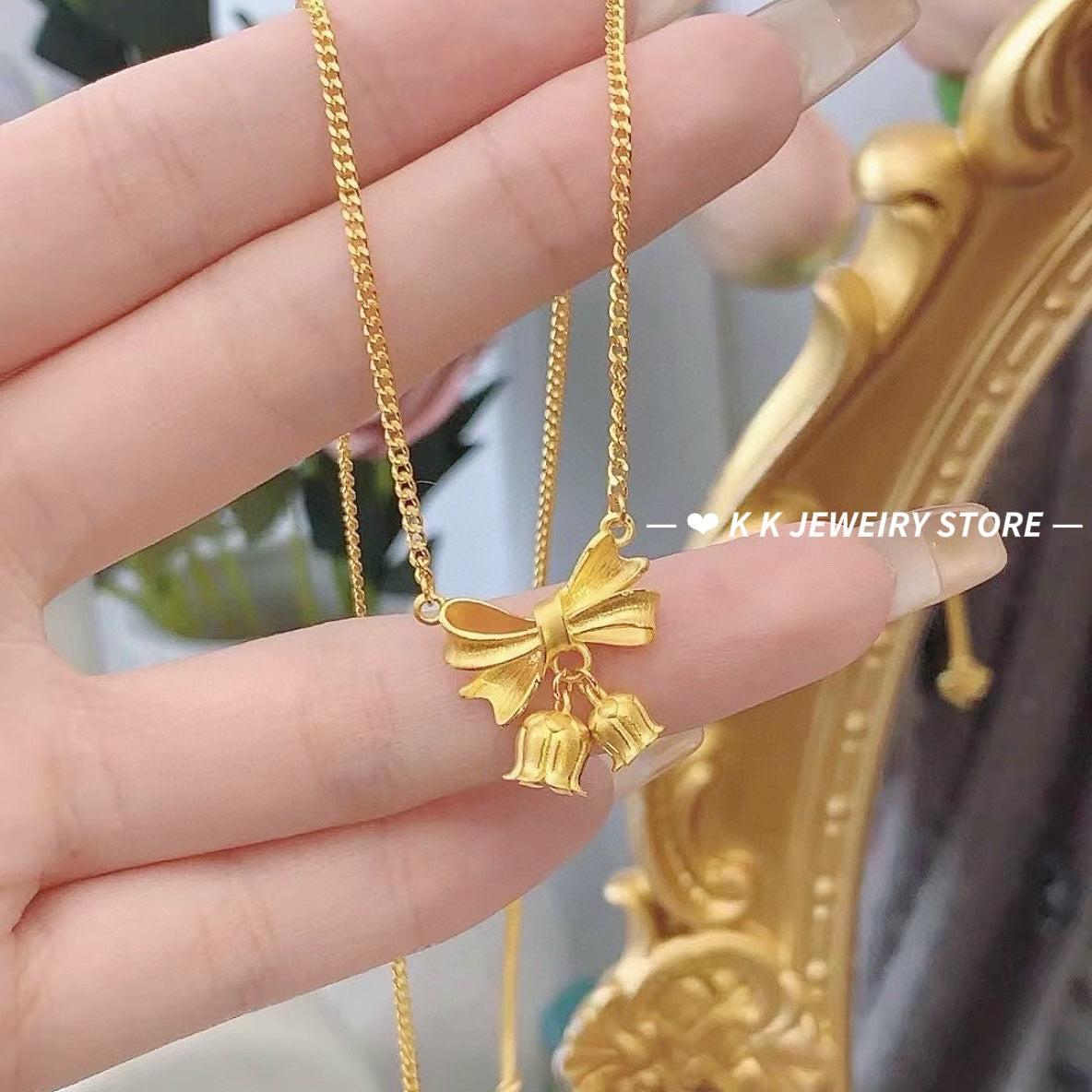 925 Silver Bow Lily of the Valley Necklace