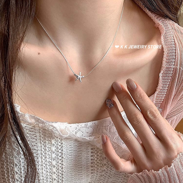 925 Silver Textured Lava Starfish Necklace