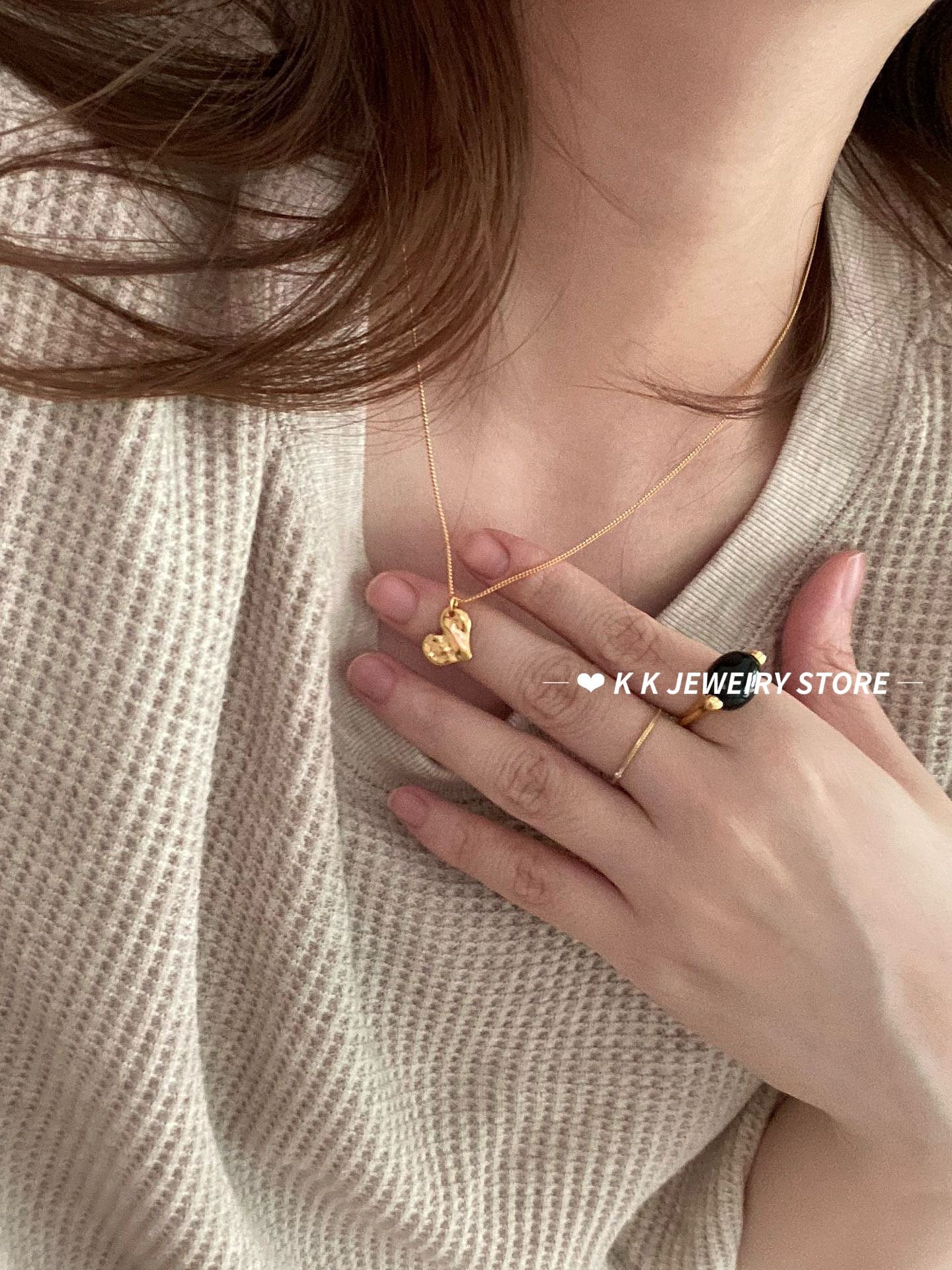 925 Silver Gold-Plated Wave Heart Necklace