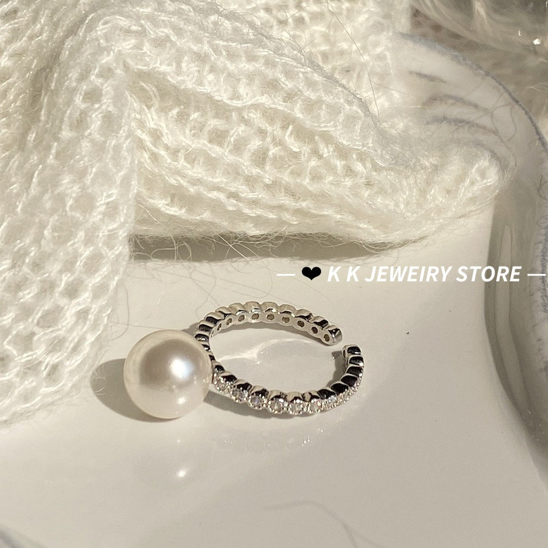925 Silver 10mm Artificial Pearl Open Ring