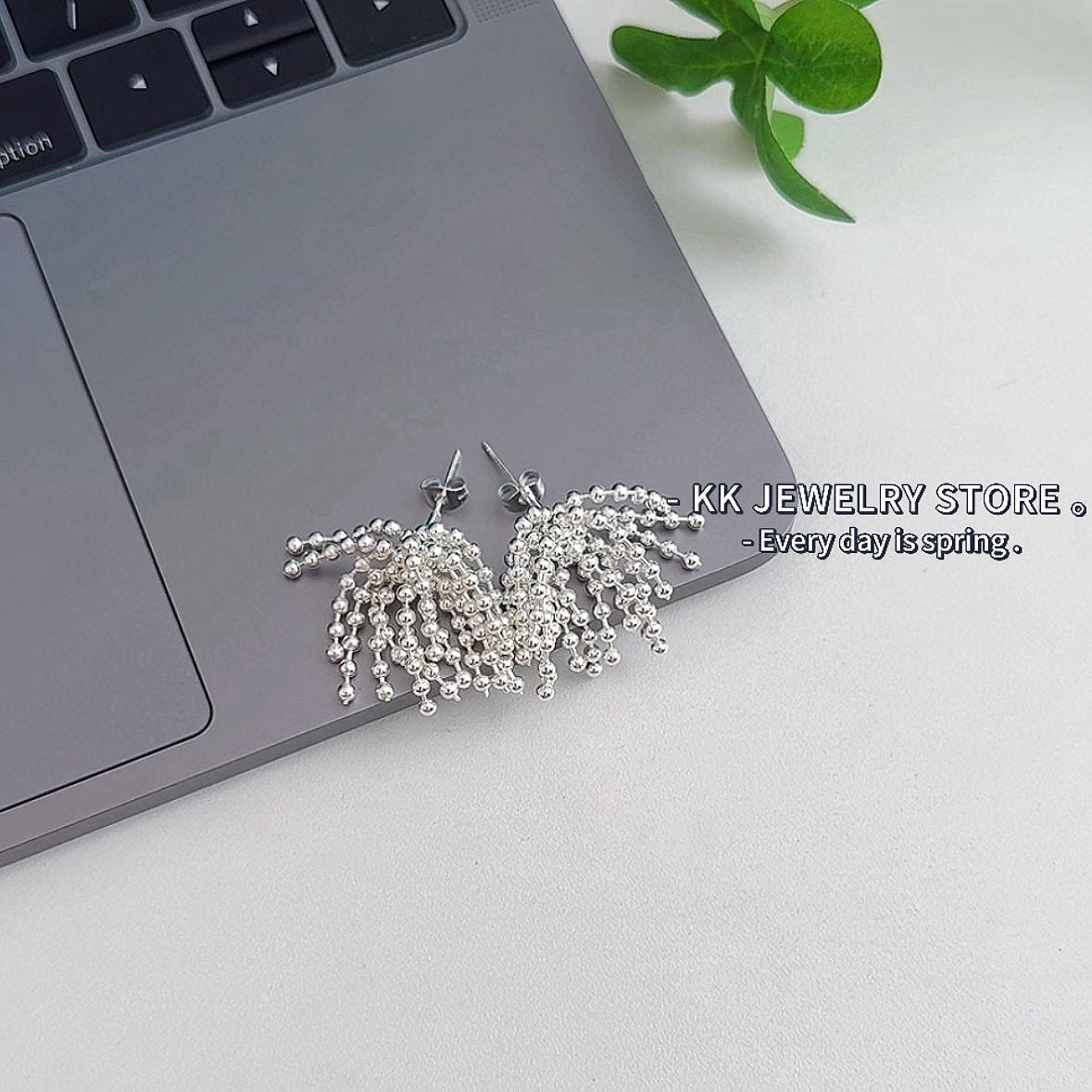 Titanium Steel Firework Tassel Earrings