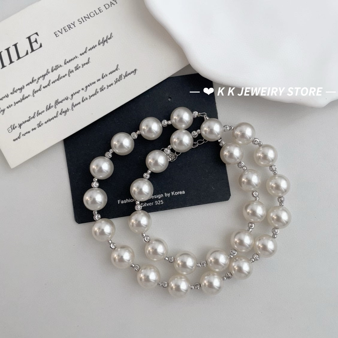 925 Silver High-Luster Artificial Pearl Necklace