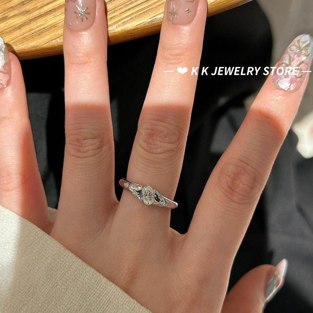 925 Silver Plated White Gold 1-Carat High Carbon Diamond Ring