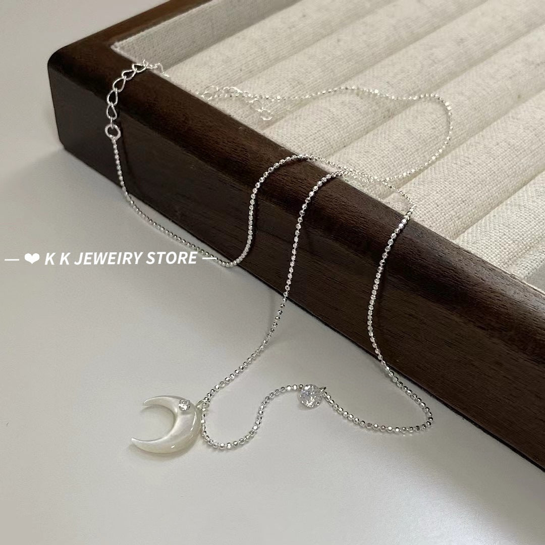 925 Silver Sun, Moon & Galaxy White Lip Oyster Necklace
