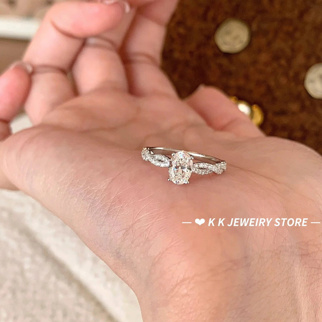 925 Silver 5×7mm Ballet High Carbon Diamond Ring