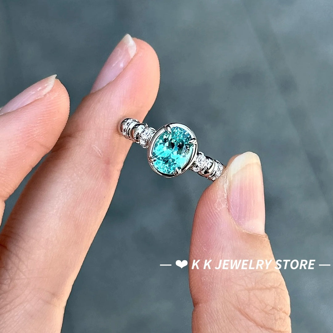 925 Silver 6*8 مستوردة من الزهرة الجليدية قطع البحر الأزرق الضحل