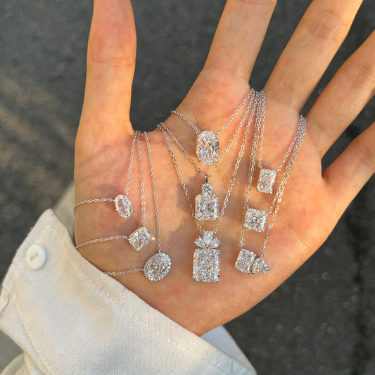 925 مكعبات السكر الفضية الاسترليني 8 أ زهرة الجليد قطع الزركونيا قلادة مميزة مرصعة