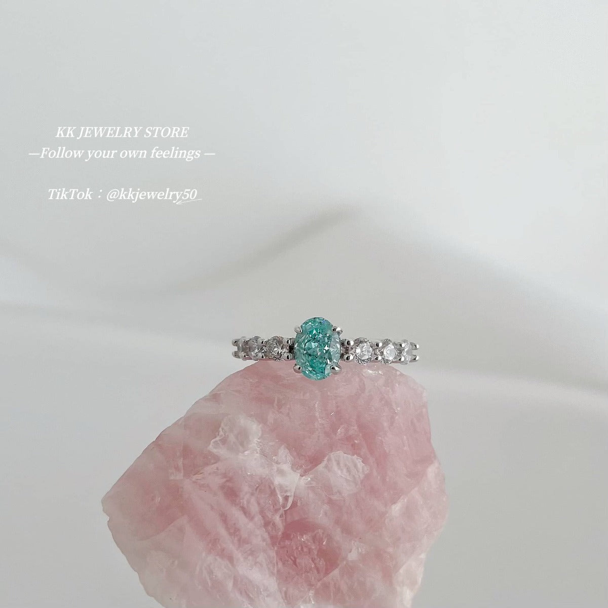 Fresh~ S925 Silver Paraiba 5 * 7mm Ring