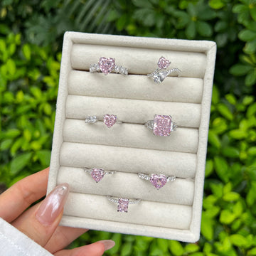925 Sterling Silver Barbie Pink 8A Ice Flower Cut Ring