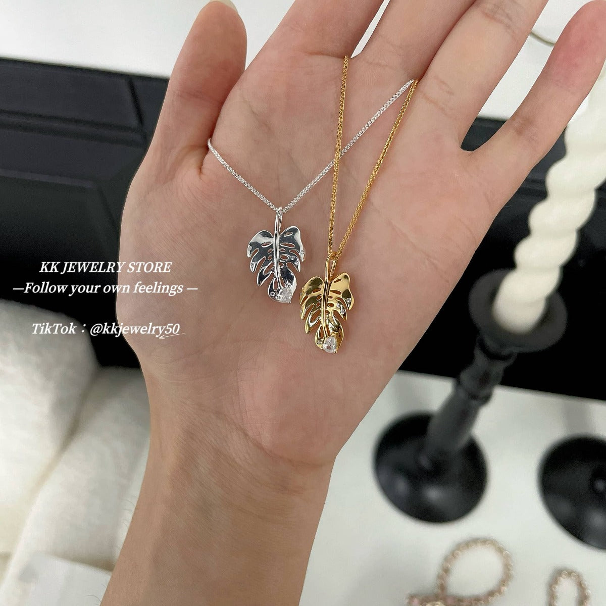 S925 Sterling Silver Gilt Turtle Back Bamboo Leaf Dot Diamond Necklace