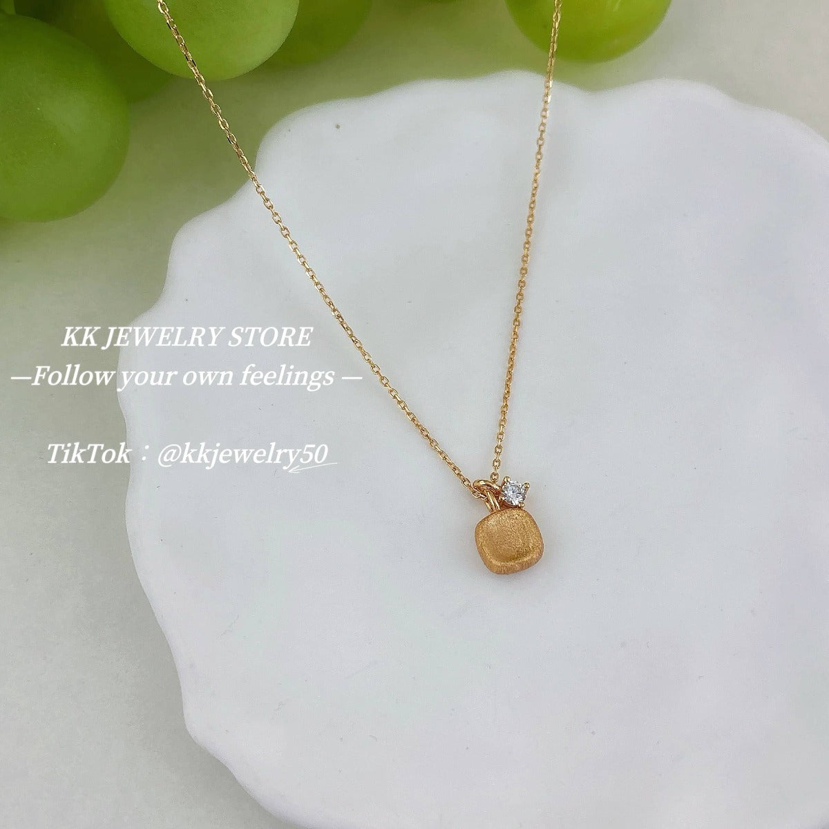 S925 sterling silver brushed small sugar cube necklace