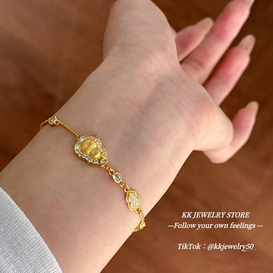 S925 sterling silver gold-plated gourd brushed bracelet