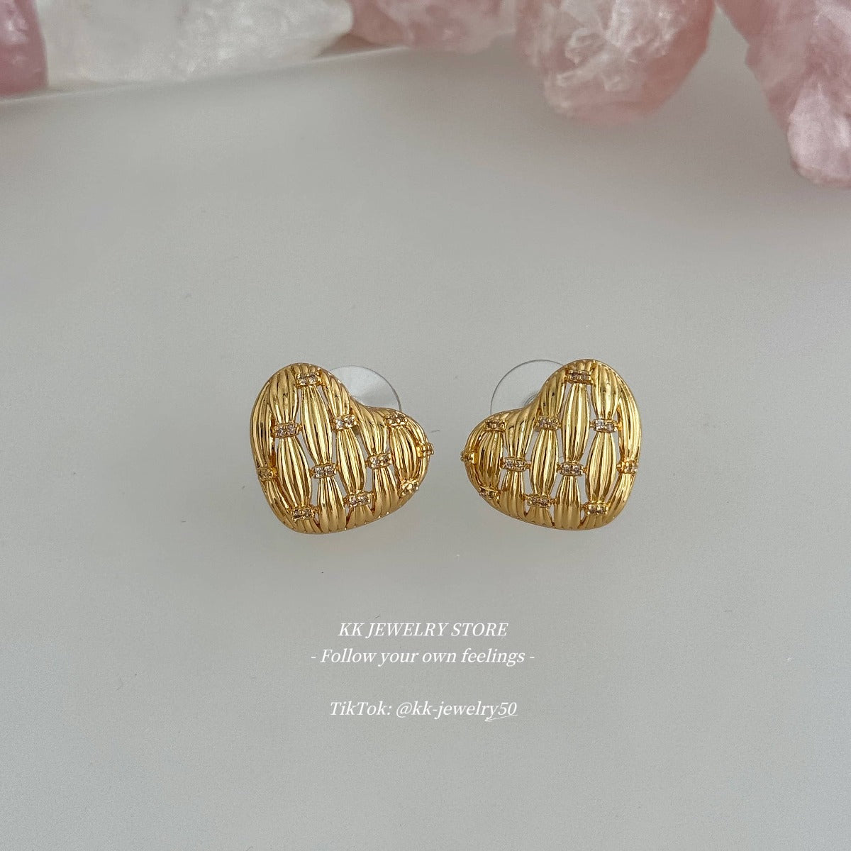 Brass French Love Hollow Earrings