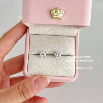 S925 Silver Classic 8mm Round Minimalist High Carbon Diamond Stud Earrings