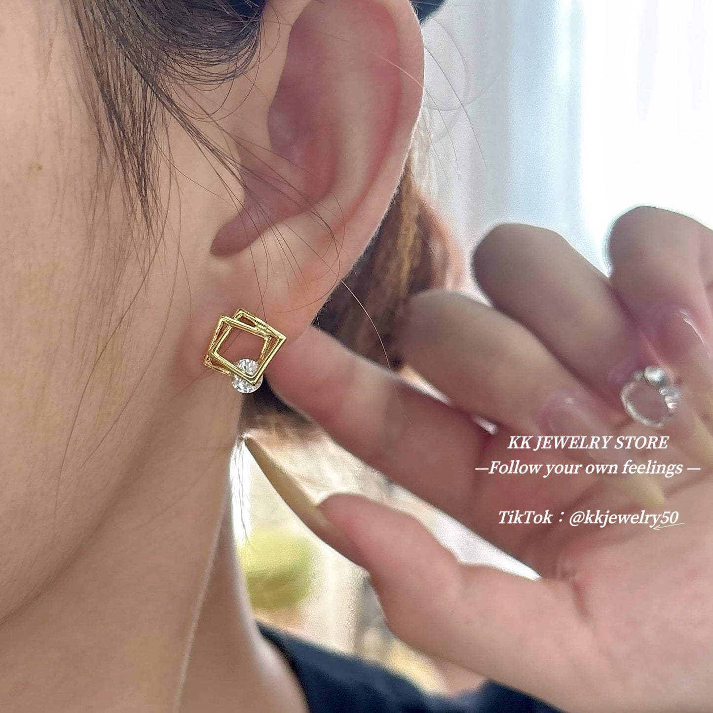 S925 Silver Needle Minimalist Square Earrings