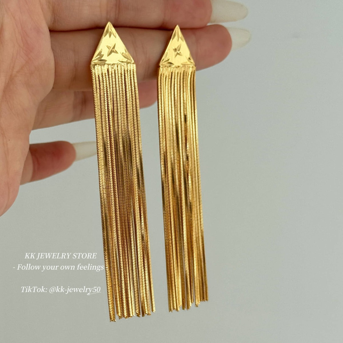 Exaggerated long fringed silver needle earrings