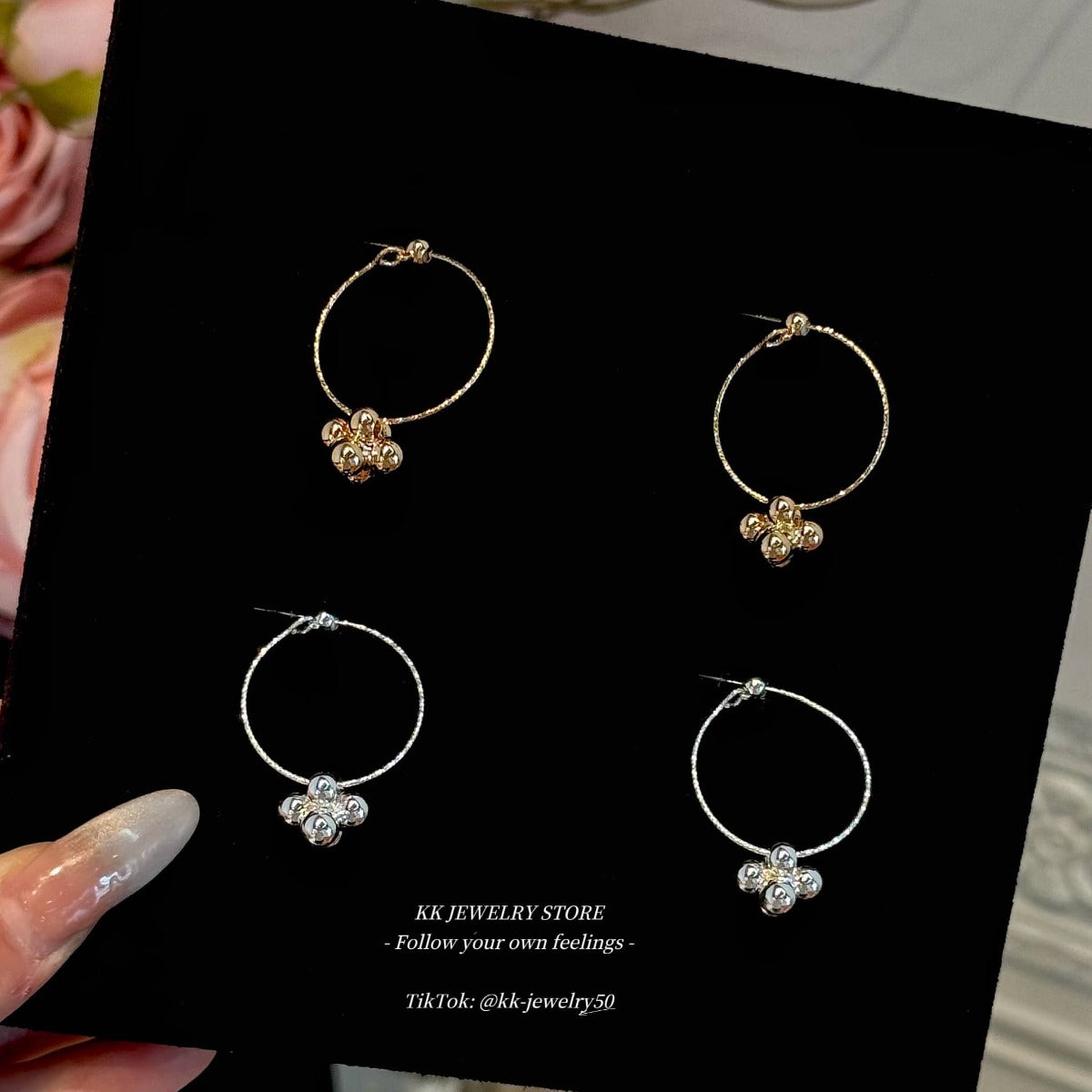 Gold and silver ball earrings earrings