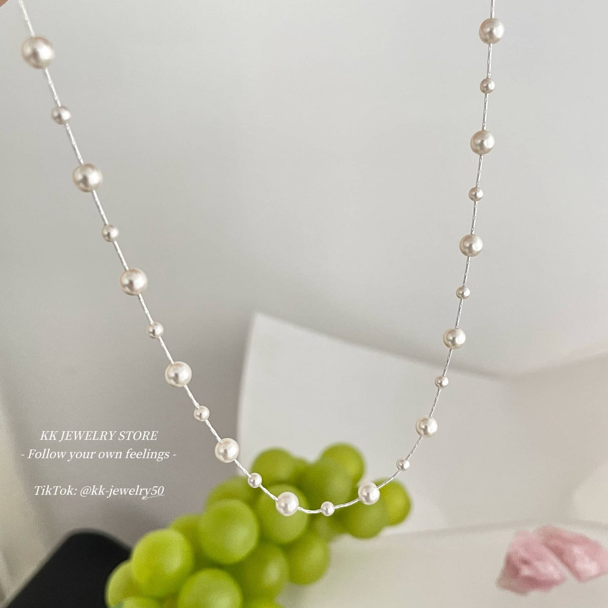 S925 Sterling Silver Gypsy White Pearl Necklace