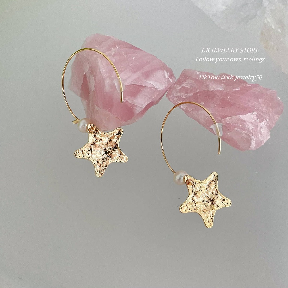 Pentagonal star pearl earrings